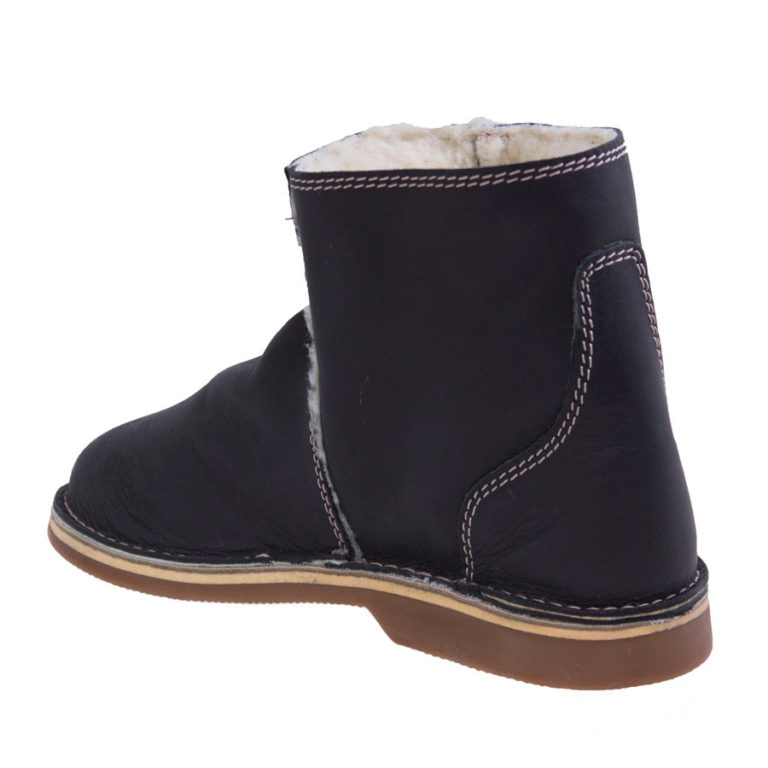 Gurmuki Unisex KUDU Leather Ankle Fur Boots - Black