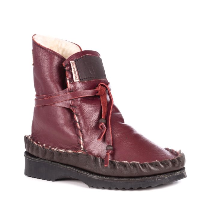 sheepskin boots ruby red cherry ankle boots