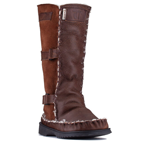 Gurmuki Sheepskin Wool High Calf Boots Brown