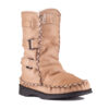 Sheepskin Wool Calf High Tall Leather Boots Beige
